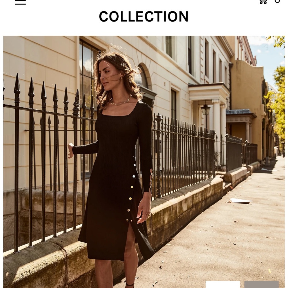 Celia Gold Button Knit Midi Dress